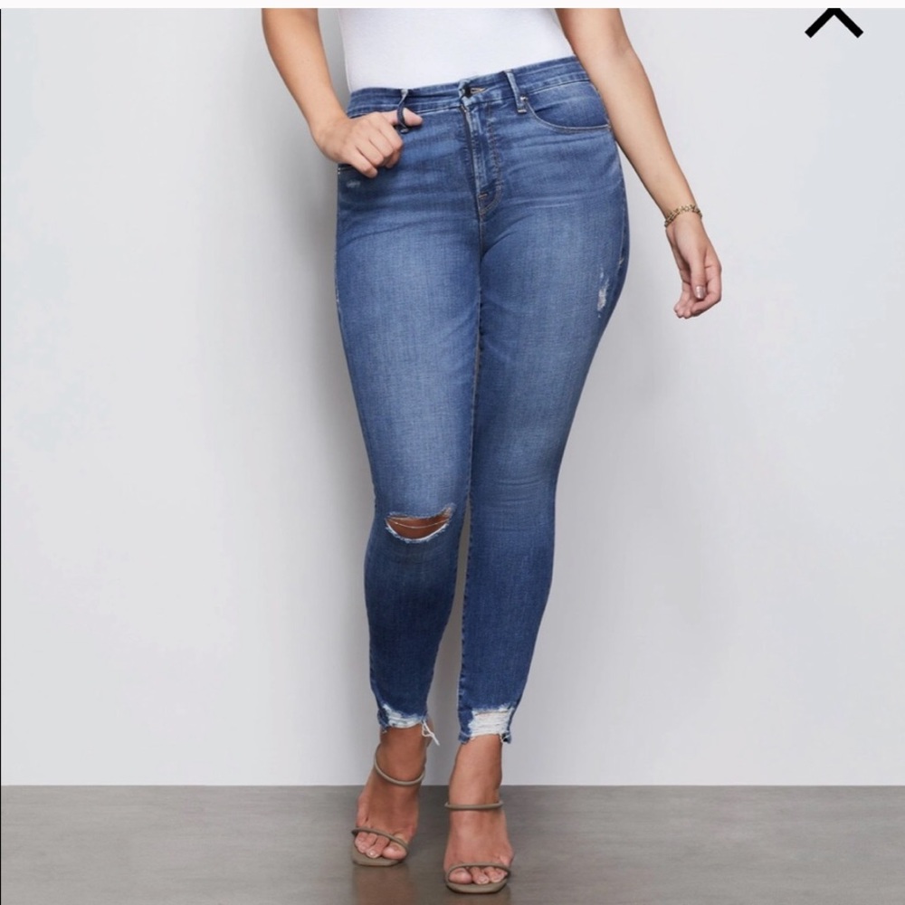 NWT Good American Good Waist Distressed Jeans